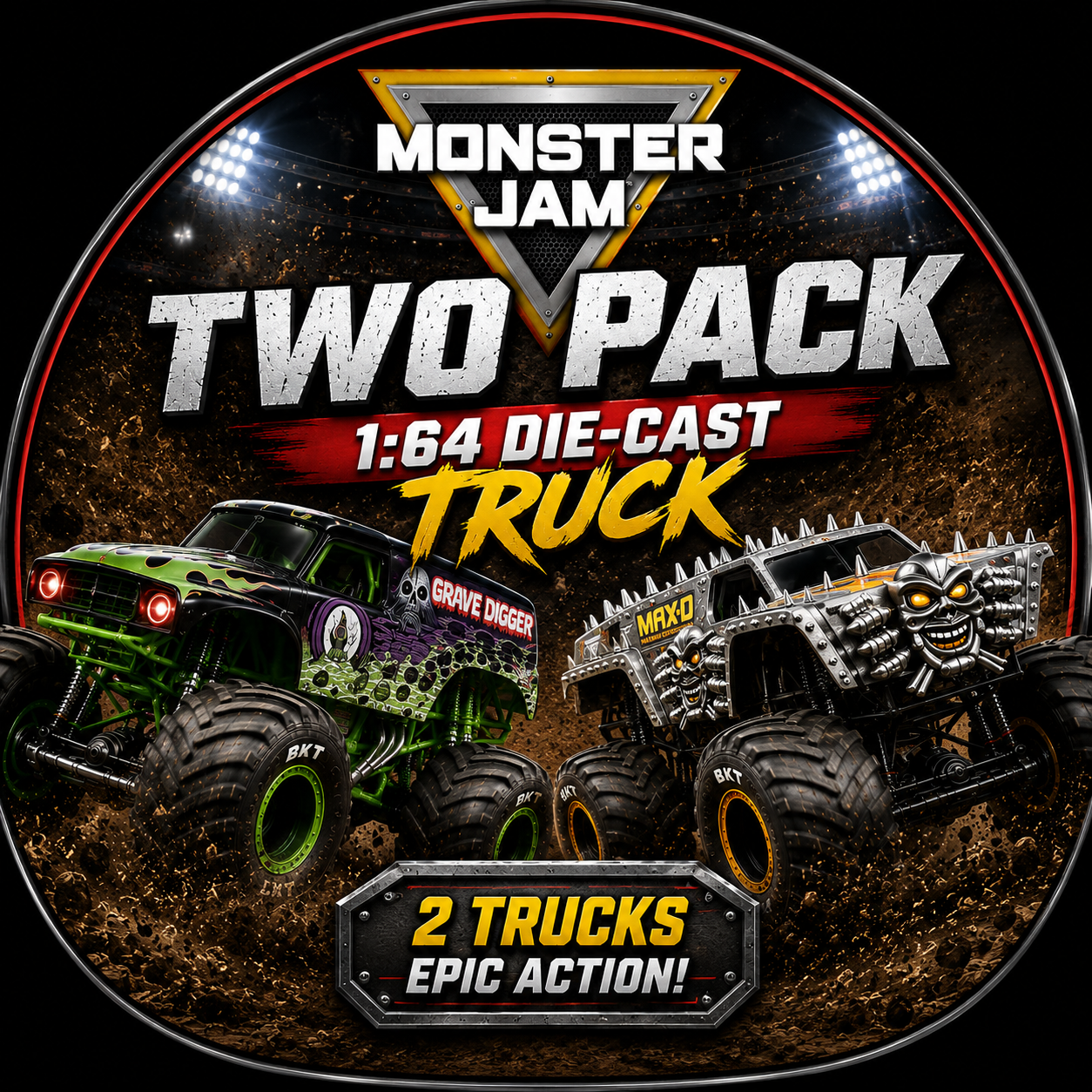 Two Pack Monster Jam 1:64 Die Cast Truck