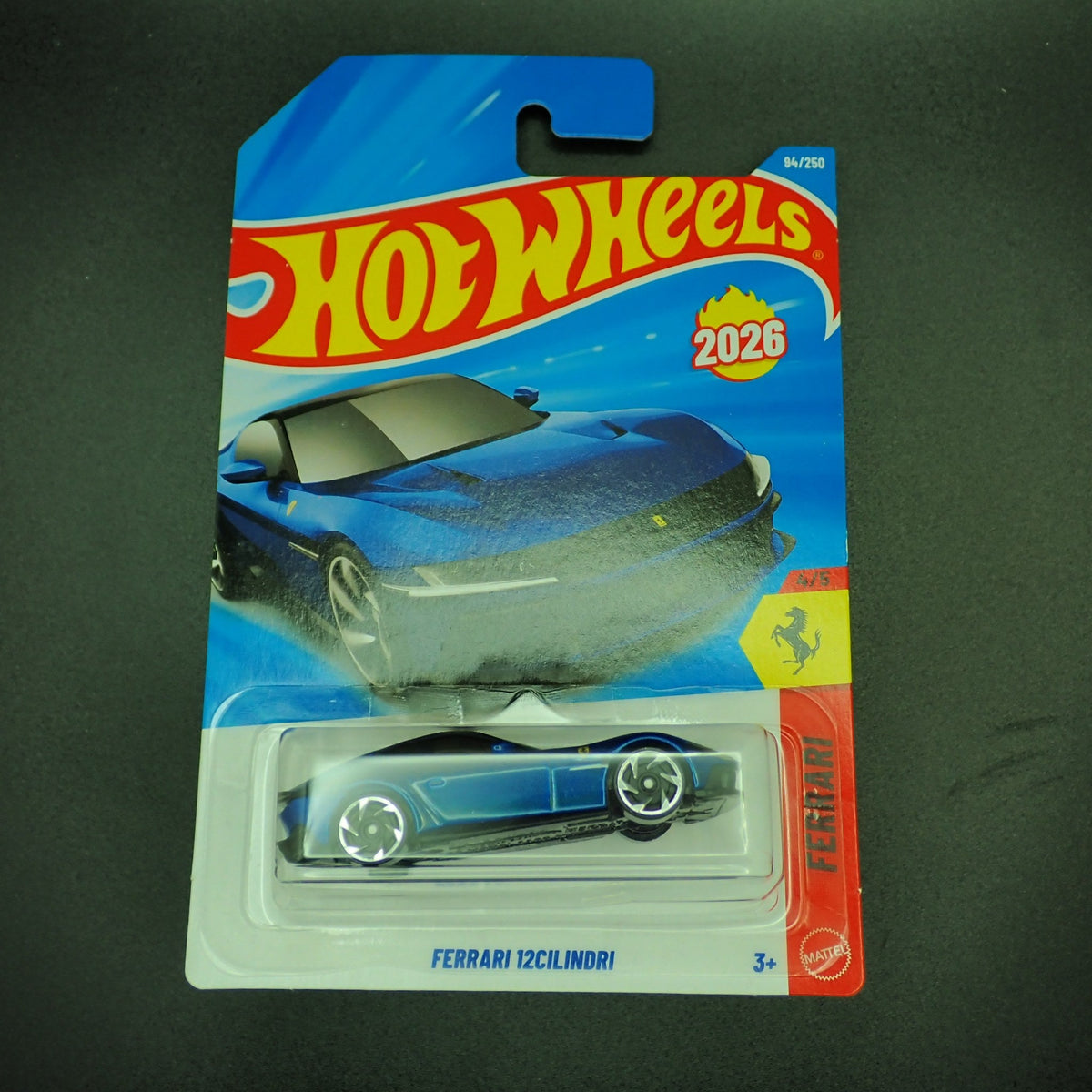 Hot Wheels Ferrari 12Cilindri Blue 1:64, front of card