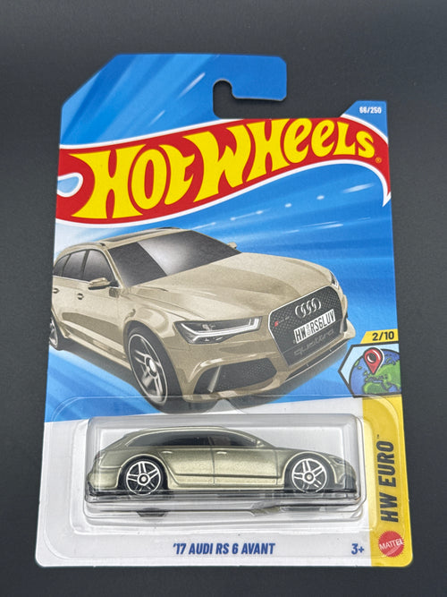 Hot Wheels '17 Audi RS 6 Avant in champagne on its mainline blister card, HW Euro series