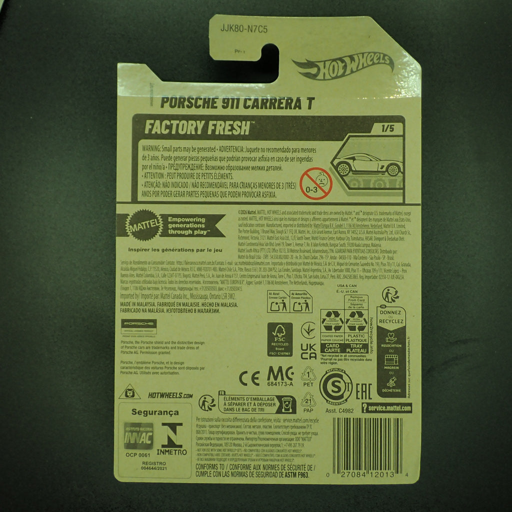 Hot Wheels Factory Fresh Porsche 911 Carrera T 1:64, back of card