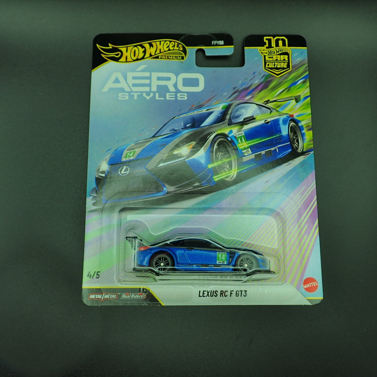 Hot Wheels Aero Styles Lexus RC F GT3 1:64, front of card