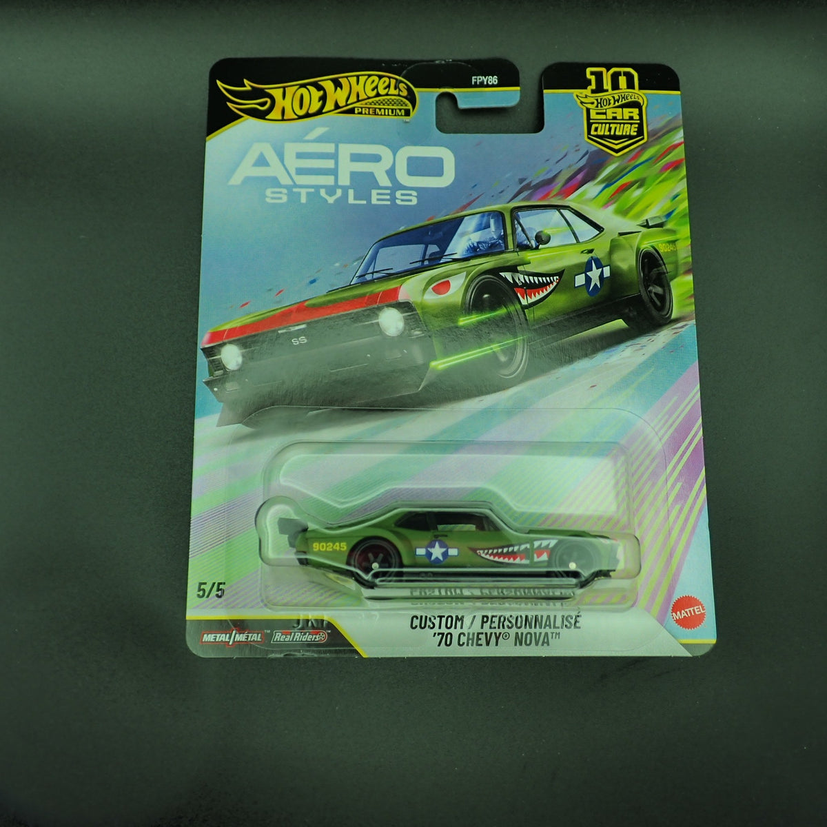 Hot Wheels Aero Styles Custom '70 Chevy Nova 1:64, front of card