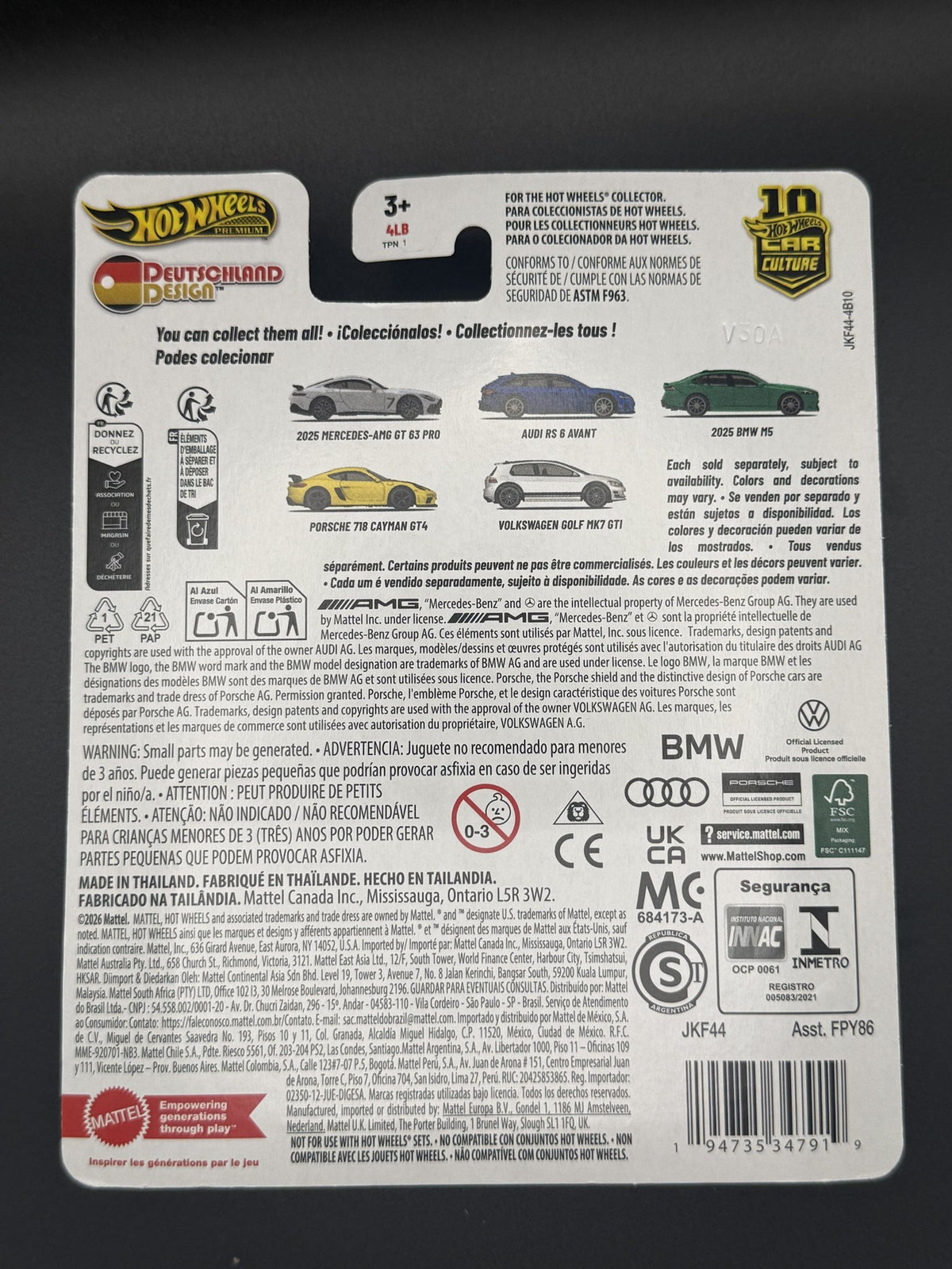 Hot Wheels Deutschland Design Volkswagen Golf Mk7 GTI 1:64, back of the card