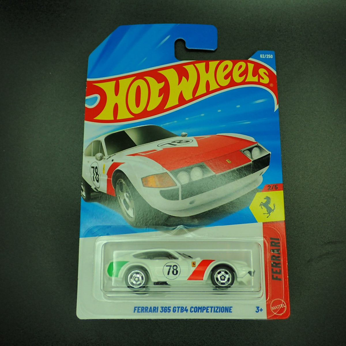 Hot Wheels Ferrari 365 GTB4 Competizione White 1:64, front of card
