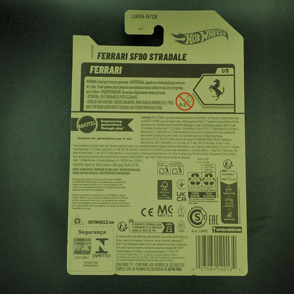 Hot Wheels Ferrari Series SF90 Stradale Black 1:64, back of card