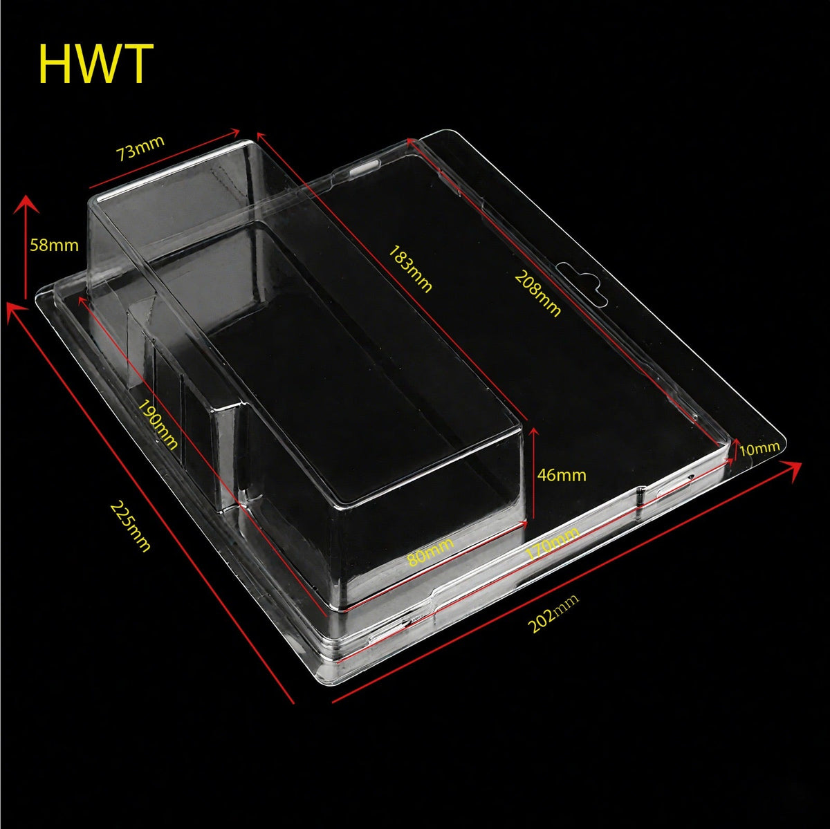 Hot Wheels Transport Protector Case, empty case shown with dimensions