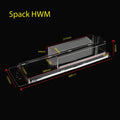 Long clear protector case with hang tab, labelled 5pack HWM, shown empty with measurements marked: 400 x 125 x 60 mm