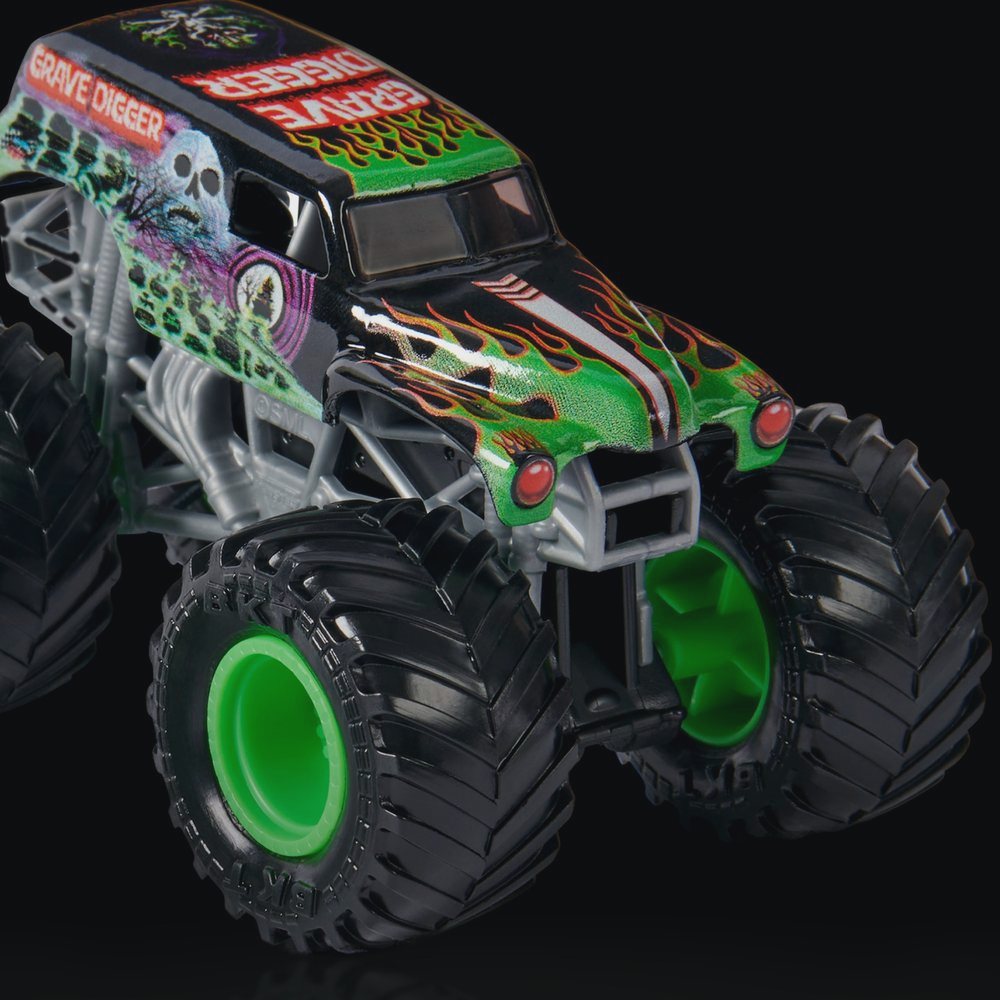 Grave Digger 1:64 front wheel close-up