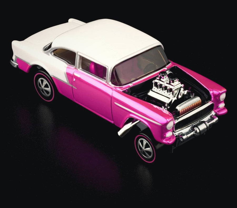 Hot Wheels '55 Chevy Bel Air Gasser on a black studio floor